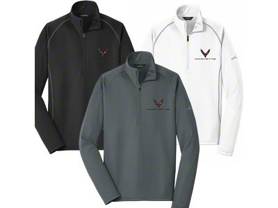 Men's Eddie Bauer 1/2 Zip Fleece Pullover with C8 Logos; Charcoal