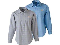 Men's Glen Plaid Gold Bowtie Shirt; White/Light French Blue 