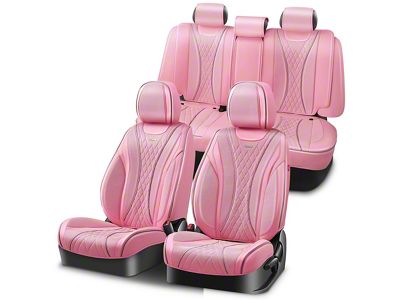 Mermaid Series Front Bucket and Rear Seat Covers; Pink Leatherette (Universal; Some Adaptation May Be Required)