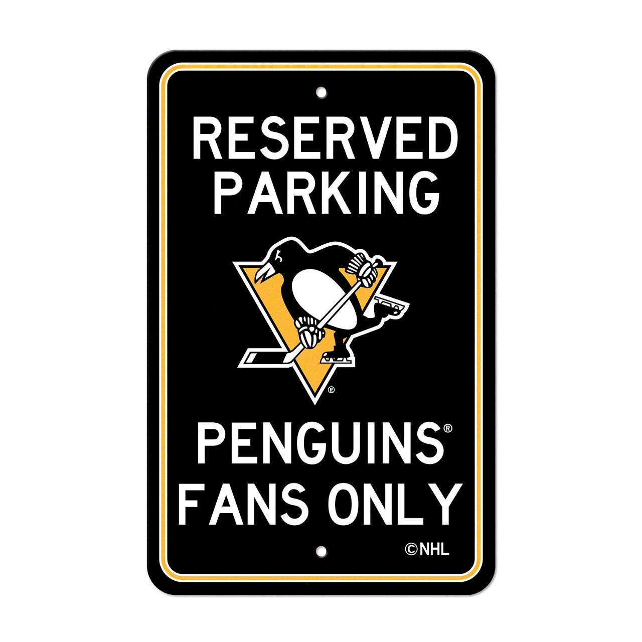 Universal AM Parking Sign with Pittsburgh Penguins Logo; Black Free