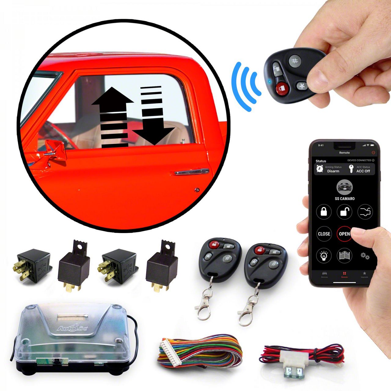 Universal AM Remote Car Power Window Control Kit with Keyless Entry ...