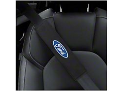 Seat Belt Pad with Ford Blue Oval Logo; Black (Universal; Some Adaptation May Be Required)