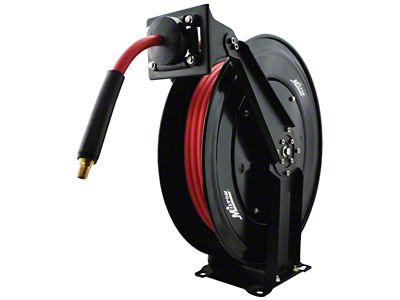 Steel Dual Arm Auto-Retractable Air Hose Reel with 1/2-Inch x 50-Foot Rubber Hose