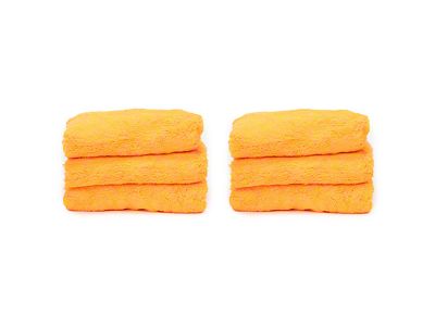 Super Soft Microfiber Dryer Towel; 16-Inch x 16-Inch; Orange; Pack of 6