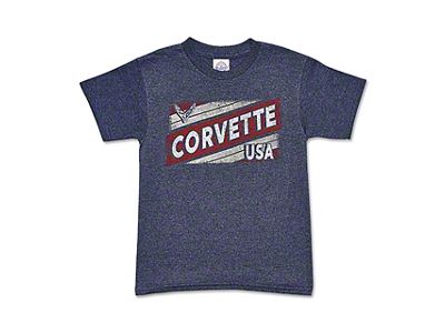 Youth Corvette USA T-Shirt; Blue