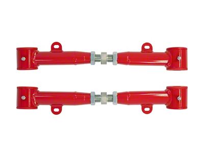 UMI Performance Adjustable Rear Toe Rods; Poly Bushings; Red (10-15 Camaro)