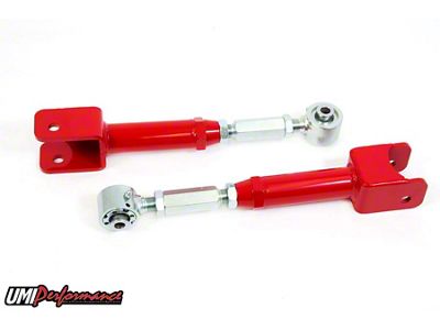 UMI Performance Adjustable Rear Trailing Arms; Roto-Joints; Red (10-15 Camaro)