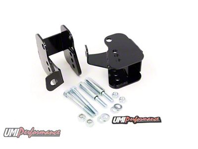 UMI Performance Bolt-In Rear Lower Control Arm Relocation Brackets; Black (93-02 Camaro)
