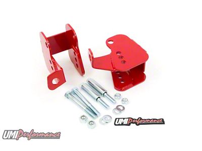 UMI Performance Bolt-In Rear Lower Control Arm Relocation Brackets; Red (93-02 Camaro)