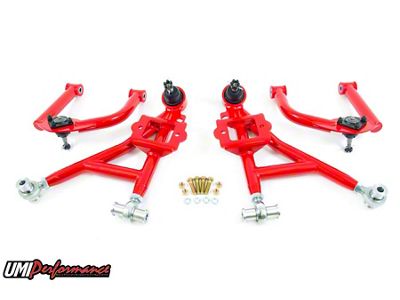 UMI Performance Budget Drag Front A-Arm Kit; Red (93-02 Camaro)