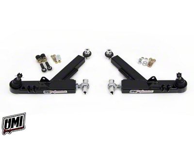 UMI Performance Competition Boxed Front Lower A-Arms; Rod Ends; Black (93-02 Camaro)