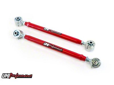 UMI Performance Double Adjustable Rear Lower Control Arms; Roto-Joints; Chromoly; Red (93-02 Camaro)