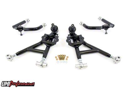 UMI Performance Drag Adjustable Front A-Arm Kit; Black (93-02 Camaro)