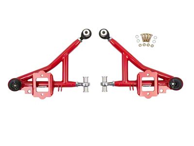 UMI Performance Drag Adjustable Front Lower A-Arms; Chromoly; Red (93-02 Camaro)