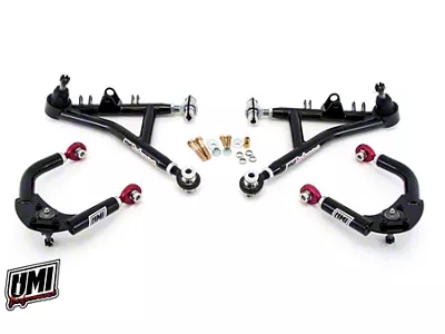 UMI Performance Drag Race Adjustable Front A-Arm Kit; Chromoly; Black (93-02 Camaro)