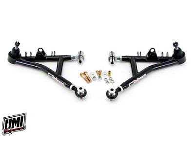 UMI Performance Drag Race Tubular Front Lower A-Arms; Chromoly; Black (93-02 Camaro)