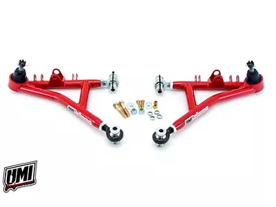 UMI Performance Drag Race Tubular Front Lower A-Arms; Chromoly; Red (93-02 Camaro)