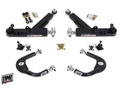 UMI Performance Front A-Arm Kit with Double Shear Shock Mount; Black (93-02 Camaro)