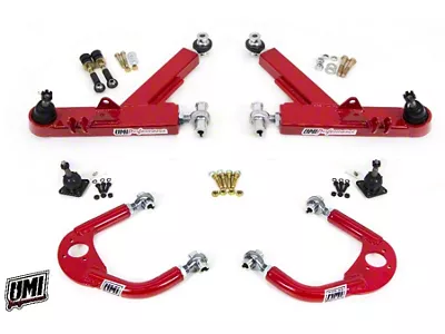 UMI Performance Front A-Arm Kit with Double Shear Shock Mount; Red (93-02 Camaro)