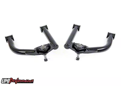 UMI Performance Non-Adjustable Front Upper A-Arms; Black (93-02 Camaro)