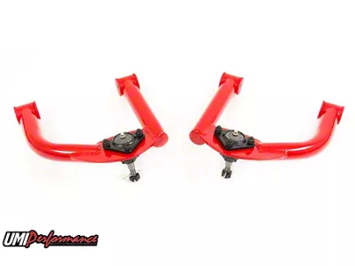 UMI Performance Non-Adjustable Front Upper A-Arms; Red (93-02 Camaro)