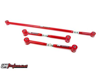 UMI Performance On-Car Adjustable Rear Lower Control Arm and Panhard Bar Kit; Red (93-02 Camaro)
