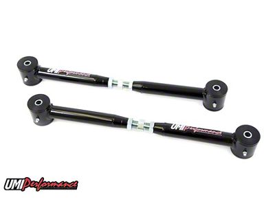 UMI Performance On-Car Adjustable Rear Lower Control Arms; Poly Bushings; Chromoly; Black (93-02 Camaro)