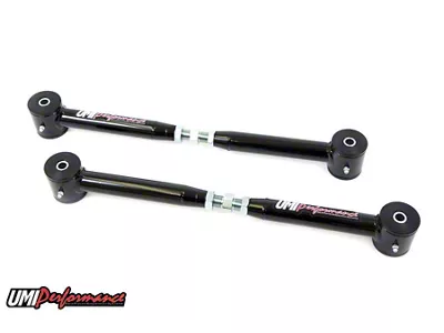UMI Performance On-Car Adjustable Rear Lower Control Arms; Poly Bushings; Mild Steel; Black (93-02 Camaro)