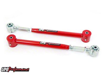 UMI Performance On-Car Adjustable Rear Lower Control Arms; Poly/Roto-Joints; Mild Steel; Red (93-02 Camaro)