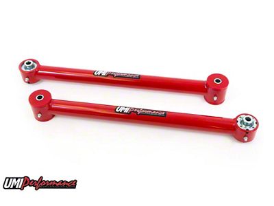 UMI Performance Rear Lower Control Arms; Poly/Roto-Joints; Red (93-02 Camaro)