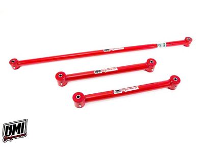 UMI Performance Single Adjustable Rear Lower Control Arm and Panhard Bar Kit; Red (93-02 Camaro)