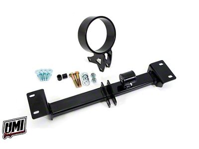 UMI Performance Tunnel Brace Mount with Driveshaft Loop for Stock Exhaust and Kooks Long Tube Headers; Black (93-02 Camaro)