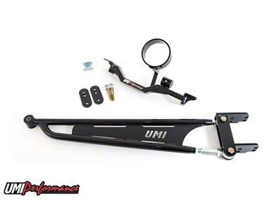 UMI Performance Tunnel Brace Mounted Torque Arm with Driveshaft Loop for Long Tube Headers; Chromoly; Black (93-02 Camaro)