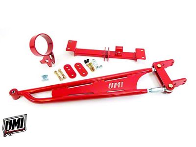 UMI Performance Tunnel Mounted Torque Arm with Driveshaft Loop for Stock Exhaust and Kooks Long Tube Headers; Chromoly; Red (93-02 Camaro)