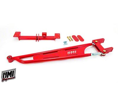 UMI Performance Tunnel Mounted Torque Arm for Stock Exhaust and Kooks Long Tube Headers; Chromoly; Red (93-02 Camaro)