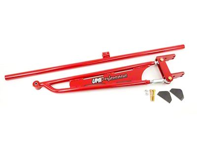 UMI Performance Weld-In Torque Arm with Straight Crossmember; Mild Steel; Red (93-02 Camaro)