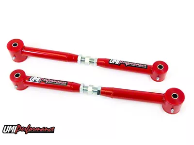 UMI Performance Adjustable Rear Lower Control Arms; Poly Bushings; Red (05-14 Mustang)