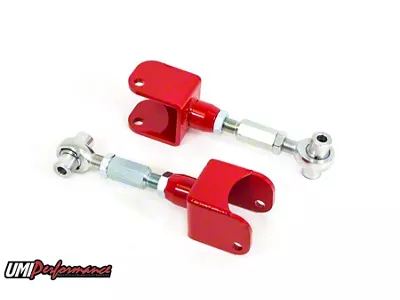 UMI Performance Adjustable Rear Upper Control Arms; Rod Ends; Red (79-04 Mustang, Excluding 99-04 Cobra)