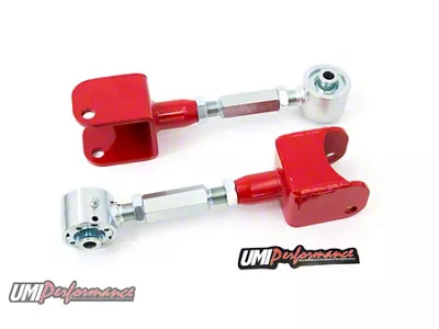 UMI Performance Adjustable Rear Upper Control Arms; Roto-Joints; Red (79-04 Mustang, Excluding 99-04 Cobra)