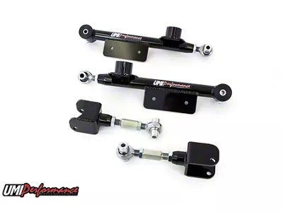 UMI Performance Adjustable Rear Upper and Lower Control Arms; Black (99-04 Mustang, Excluding Cobra)