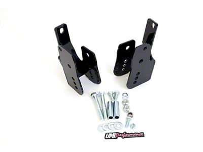 UMI Performance Bolt-In Rear Lower Control Arm Relocation Brackets; Black (05-14 Mustang)