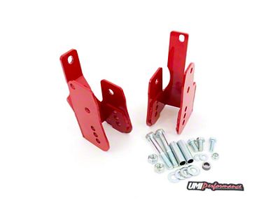 UMI Performance Bolt-In Rear Lower Control Arm Relocation Brackets; Red (05-14 Mustang)