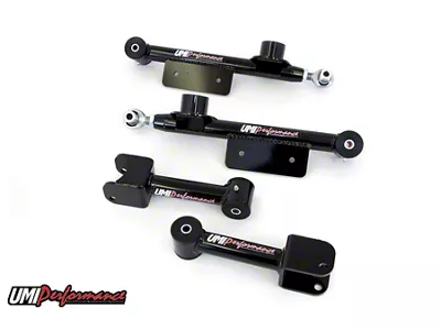 UMI Performance Rear Upper and Lower Control Arms; Black (79-98 Mustang)