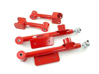 UMI Performance Rear Upper and Lower Control Arms; Red (79-98 Mustang)