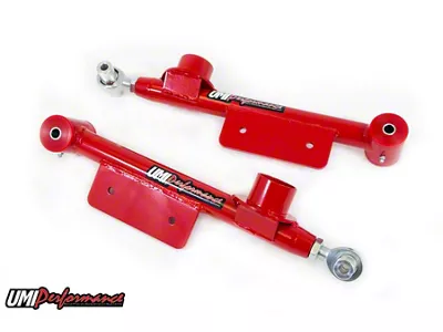 UMI Performance Single Adjustable Rear Lower Control Arms; Red (79-98 Mustang)