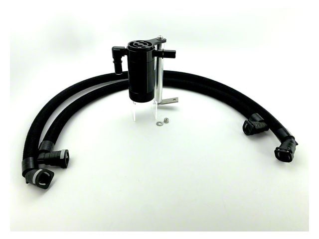 UPR Products Pro Series Plug N Play Oil Catch Can with CSCC for Stock Intake; Black (15-18 6.2L HEMI Challenger)