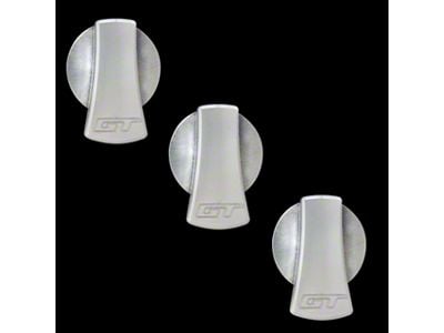 UPR Products Billet A/C knob Covers with GT Logo; Satin (05-09 Mustang)