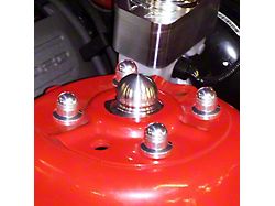 Billet Beehive Strut Tower Cap Covers; Satin (11-14 Mustang)