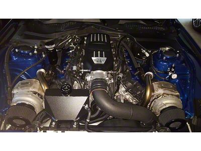 UPR Products Billet Plug N Play Dual Breather Tank; Strut Tower Mount; Satin (15-23 Mustang GT)