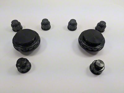 UPR Products Billet Strut Tower Cap Covers; Black (15-25 Mustang)